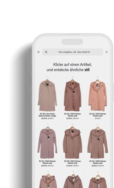 Phone showing momox fashion Wordless Search interface